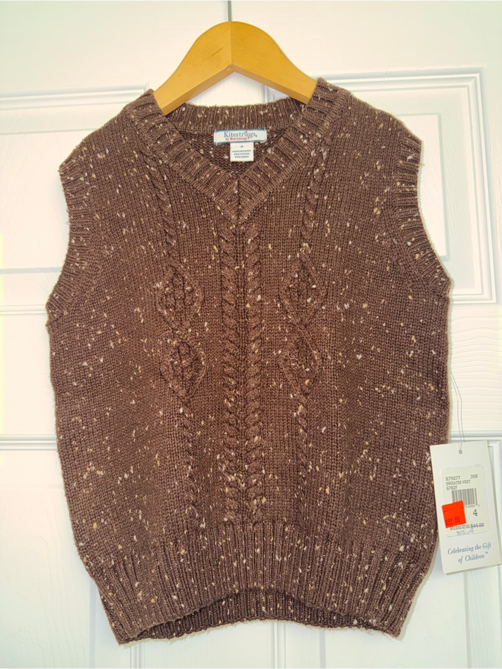Kitestrings Brown Tweed Cable Knit Sweater Vest Size 4